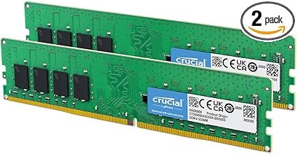 Crucial 16GB DDR4 RAM Kit (2x8GB), 3200MHz (PC4-25600) CL22 Desktop Memory